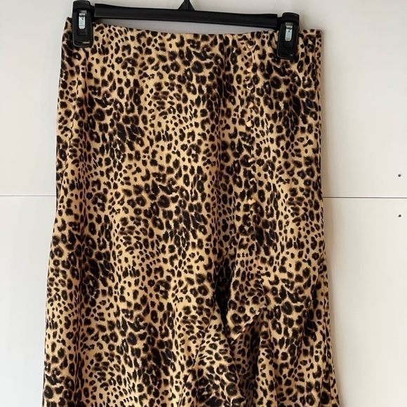 Women's Leopard Animal Print High Low Ruffled Skirt, Sz S - Picture 13 of 15